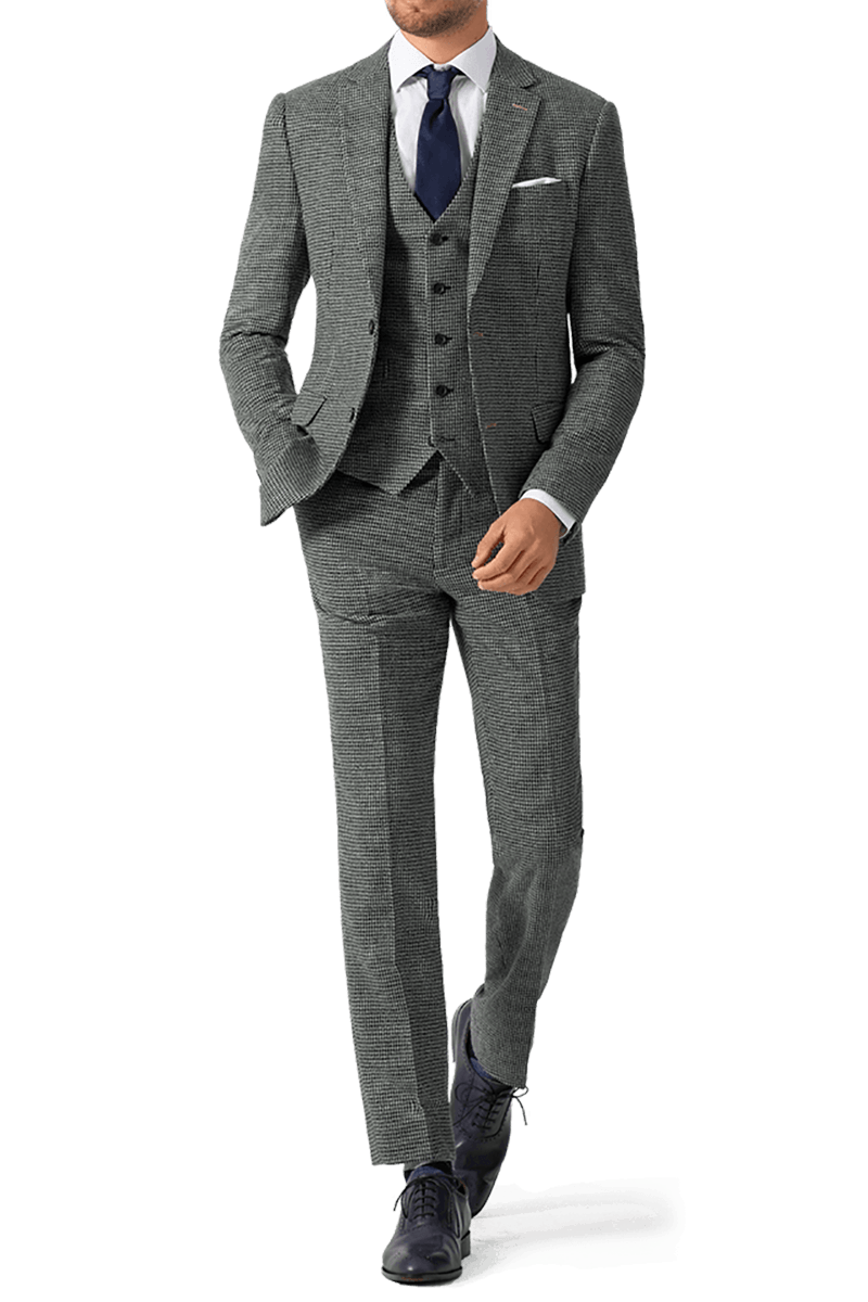 Grey Houndstooth Tweed 3-Piece Suit