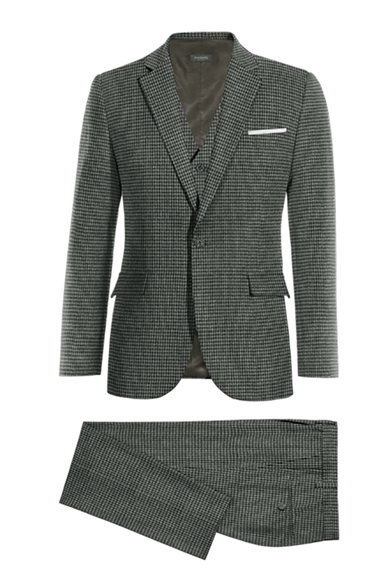 Grey Houndstooth Tweed 3-Piece Suit