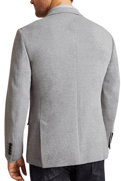 Grey Lined Lapel Width Single Breasted Jacket