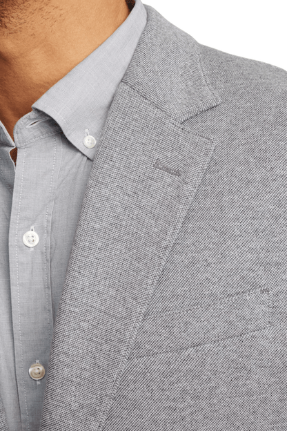 Grey Lined Lapel Width Single Breasted Jacket