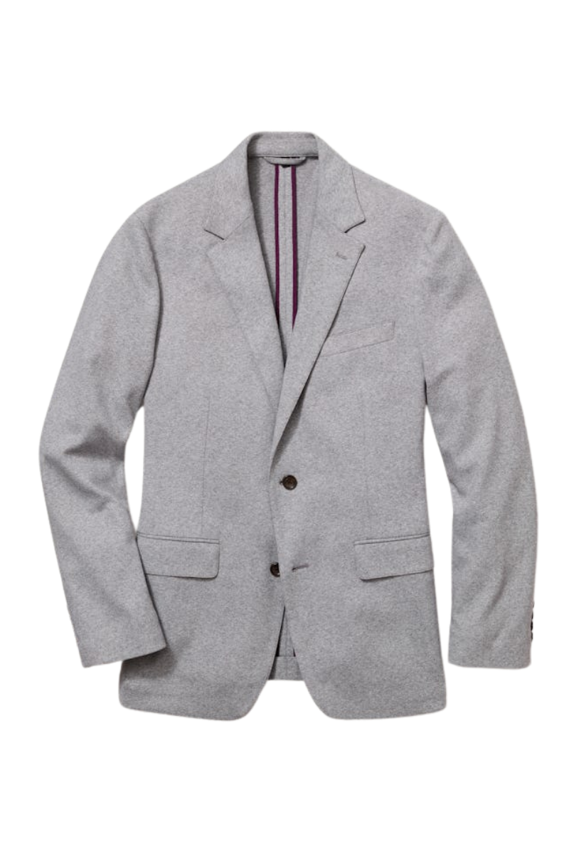 Grey Lined Lapel Width Single Breasted Jacket