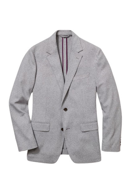 Grey Lined Lapel Width Single Breasted Jacket