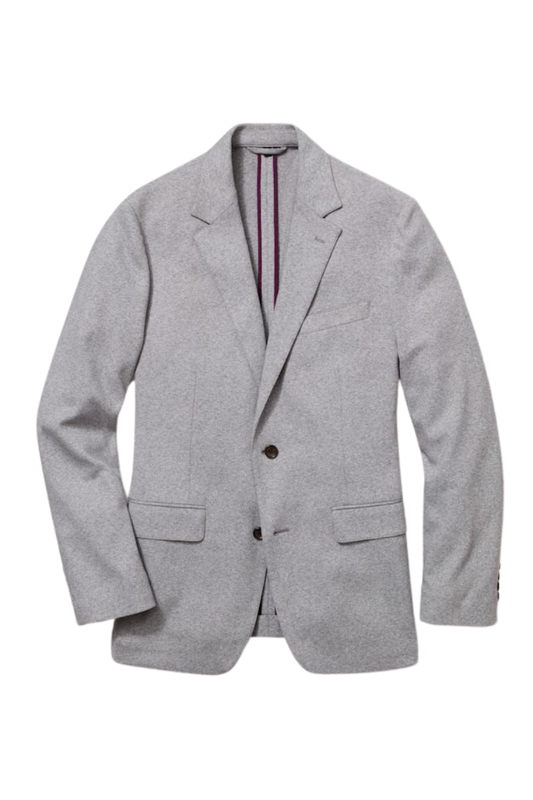 Grey Lined Lapel Width Single Breasted Jacket
