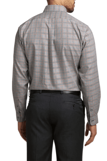 Camisa informal de algodón a cuadros gris que no necesita planchado