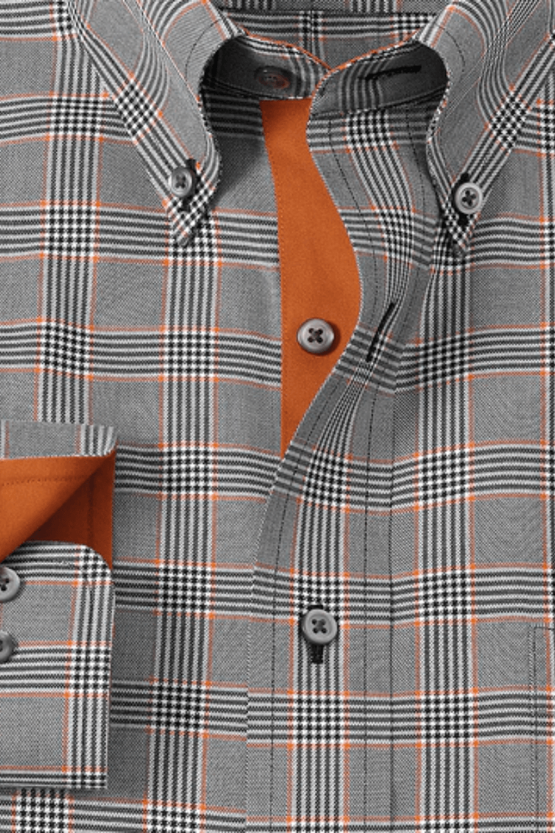 Camisa informal de algodón a cuadros gris que no necesita planchado