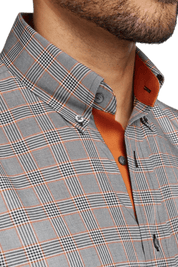 Grey Non-Iron Cotton Plaid Casual Shirt