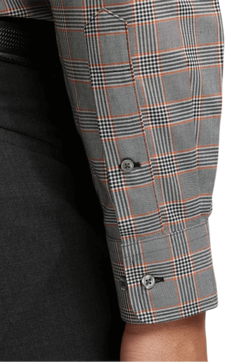 Camisa informal de algodón a cuadros gris que no necesita planchado