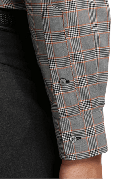 Camisa informal de algodón a cuadros gris que no necesita planchado