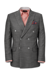 Grey Performance Blend Double Breasted Peak Lapel Suit