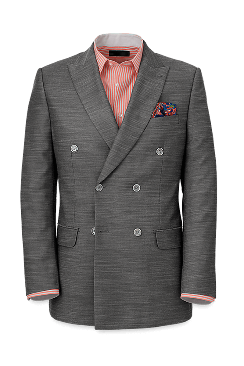 Grey Performance Blend Double Breasted Peak Lapel Suit