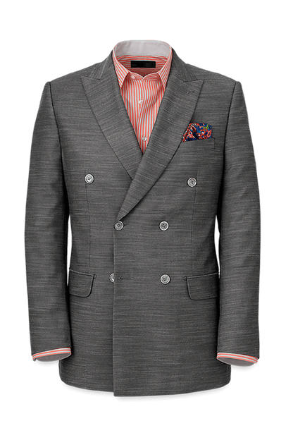 Grey Performance Blend Double Breasted Peak Lapel Suit