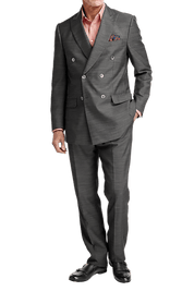 Grey Performance Blend Double Breasted Peak Lapel Suit