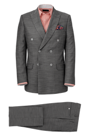 Grey Performance Blend Double Breasted Peak Lapel Suit