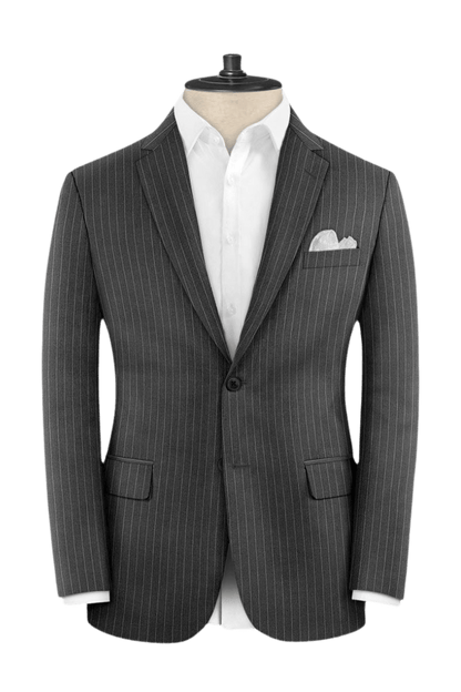 Grey Pinstripe Wool Notch Lapel Suit