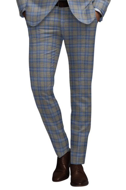 Grey Plaid 2-Button Wool Suit