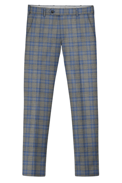 Grey Plaid 2-Button Wool Suit