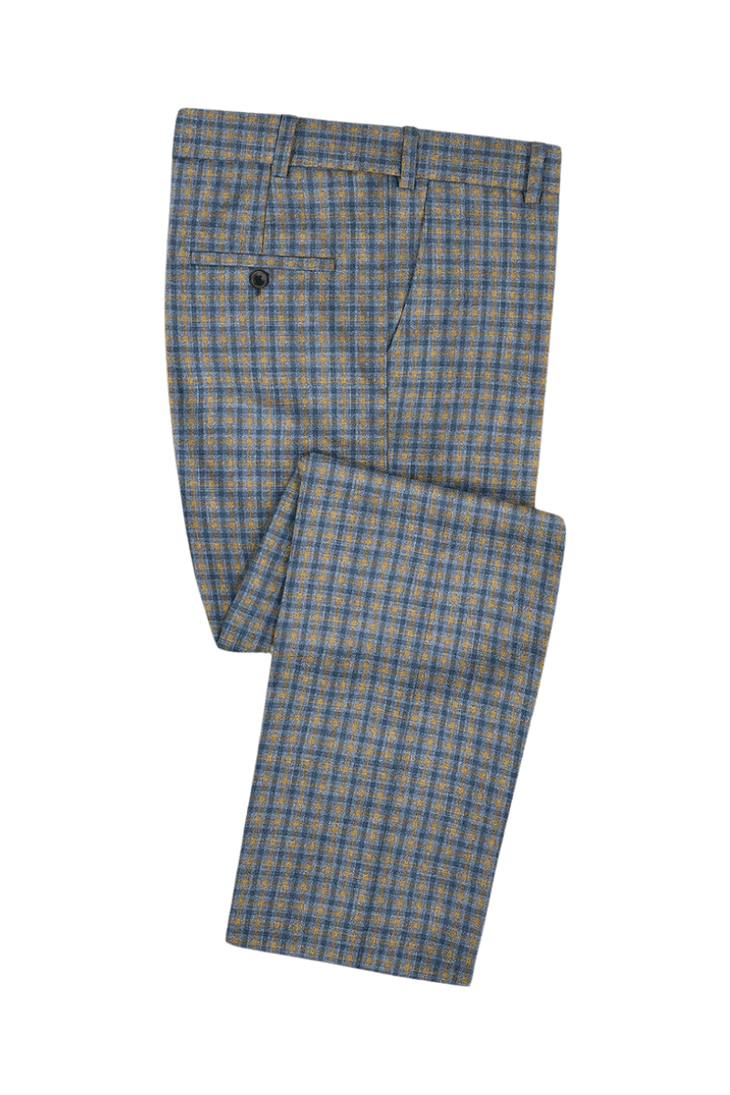 Grey Plaid Wool Lightweight 3-Piece Suit