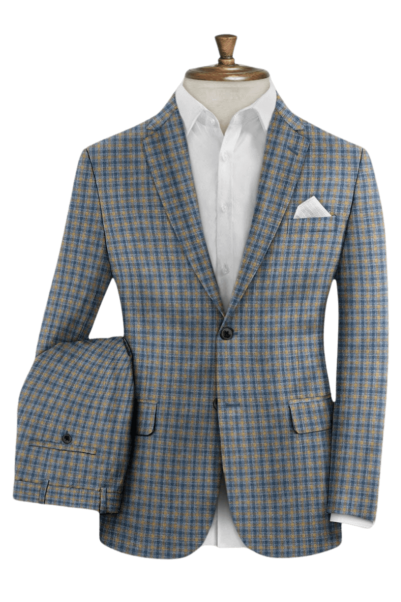 Grey Plaid Wool Lightweight 3-Piece Suit