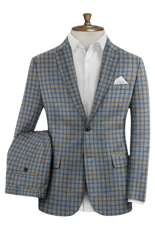 Grey Plaid Wool Lightweight 3-Piece Suit