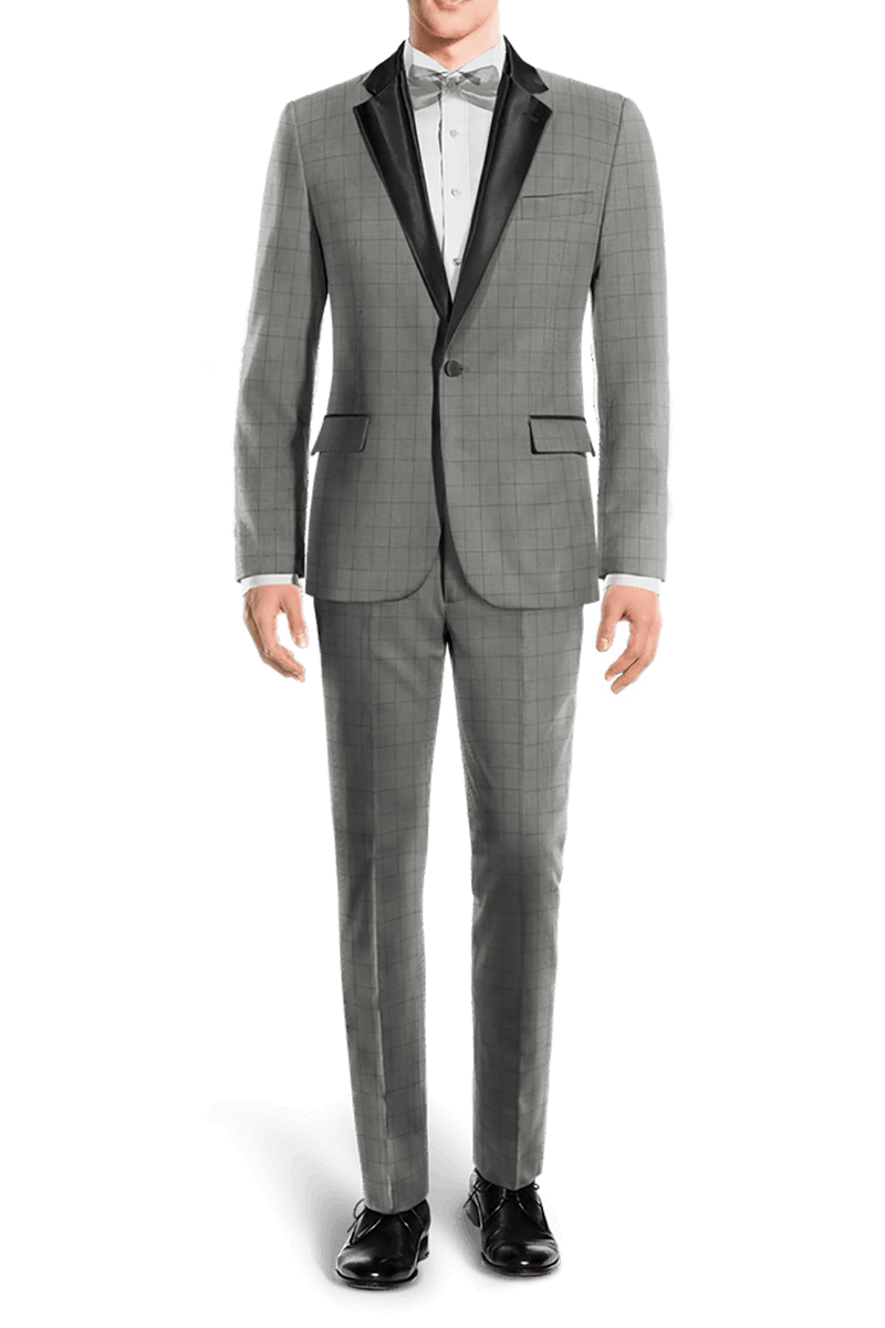 Grey Tuxedo with Black Lapel Suit