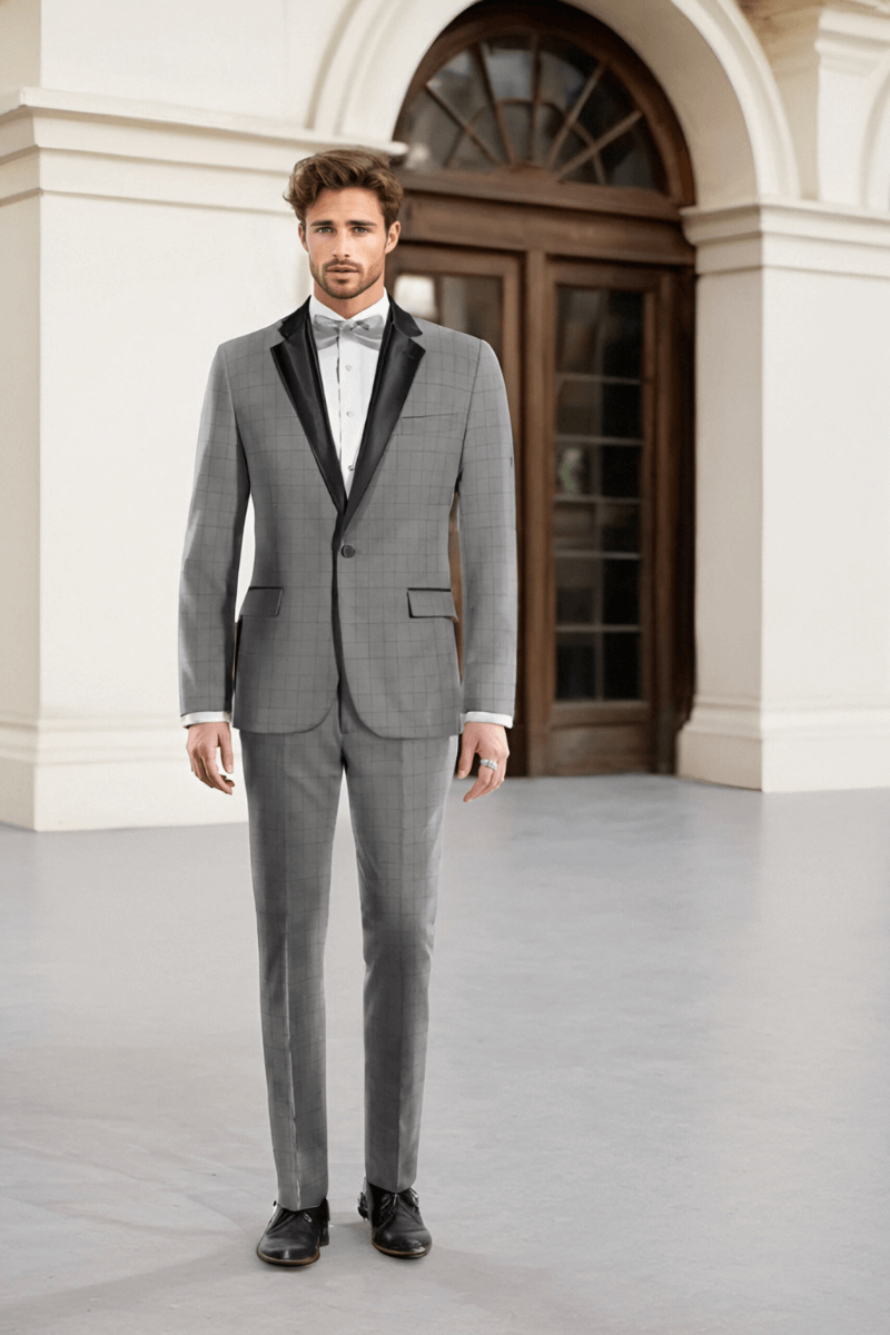 Grey Tuxedo with Black Lapel Suit