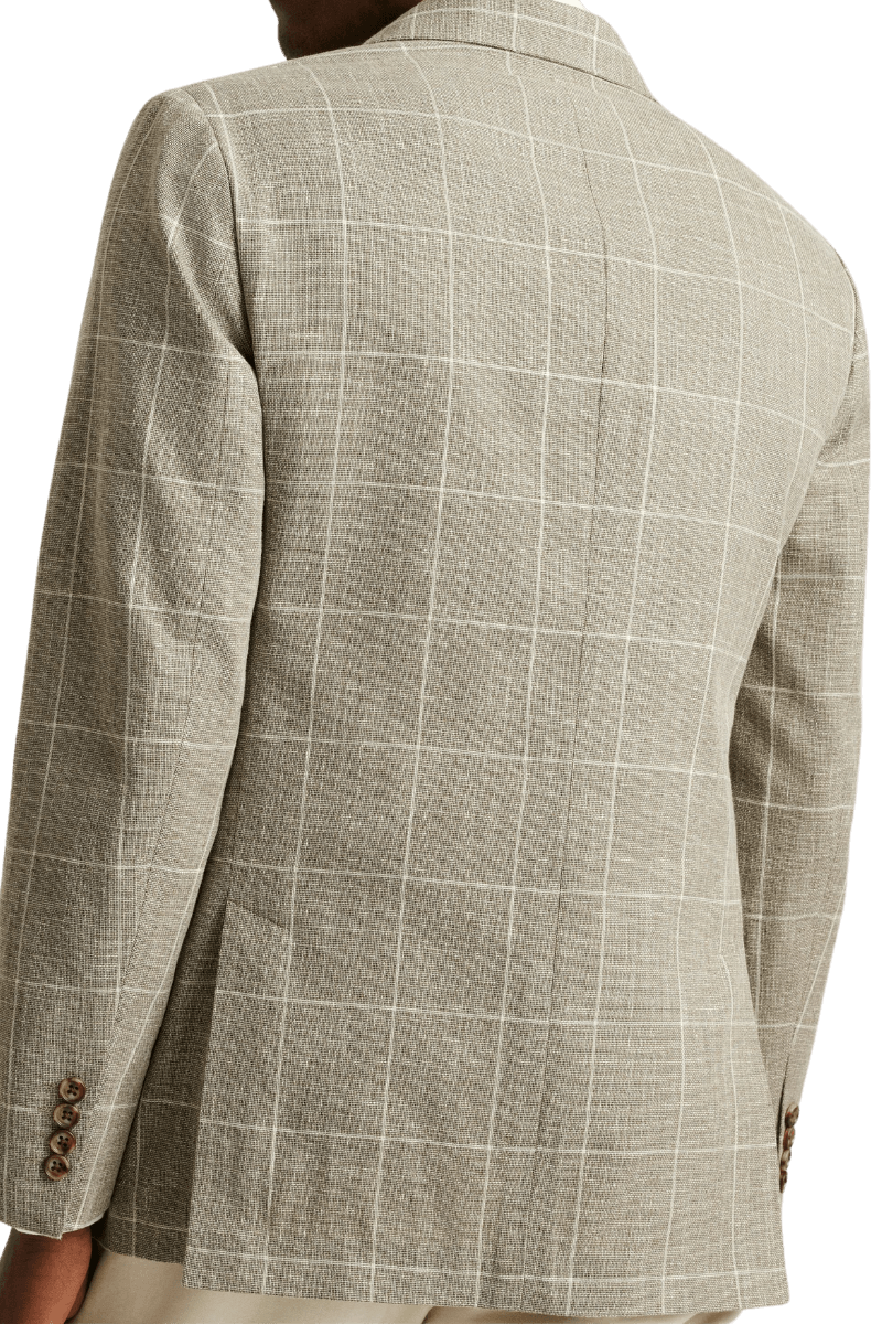 Grey Windowpane Notch Lape Single Breasted Jacket