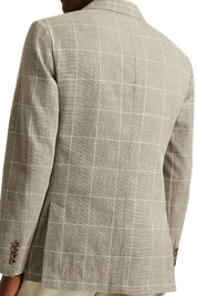 Grey Windowpane Notch Lape Single Breasted Jacket