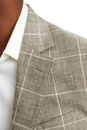 Grey Windowpane Notch Lape Single Breasted Jacket