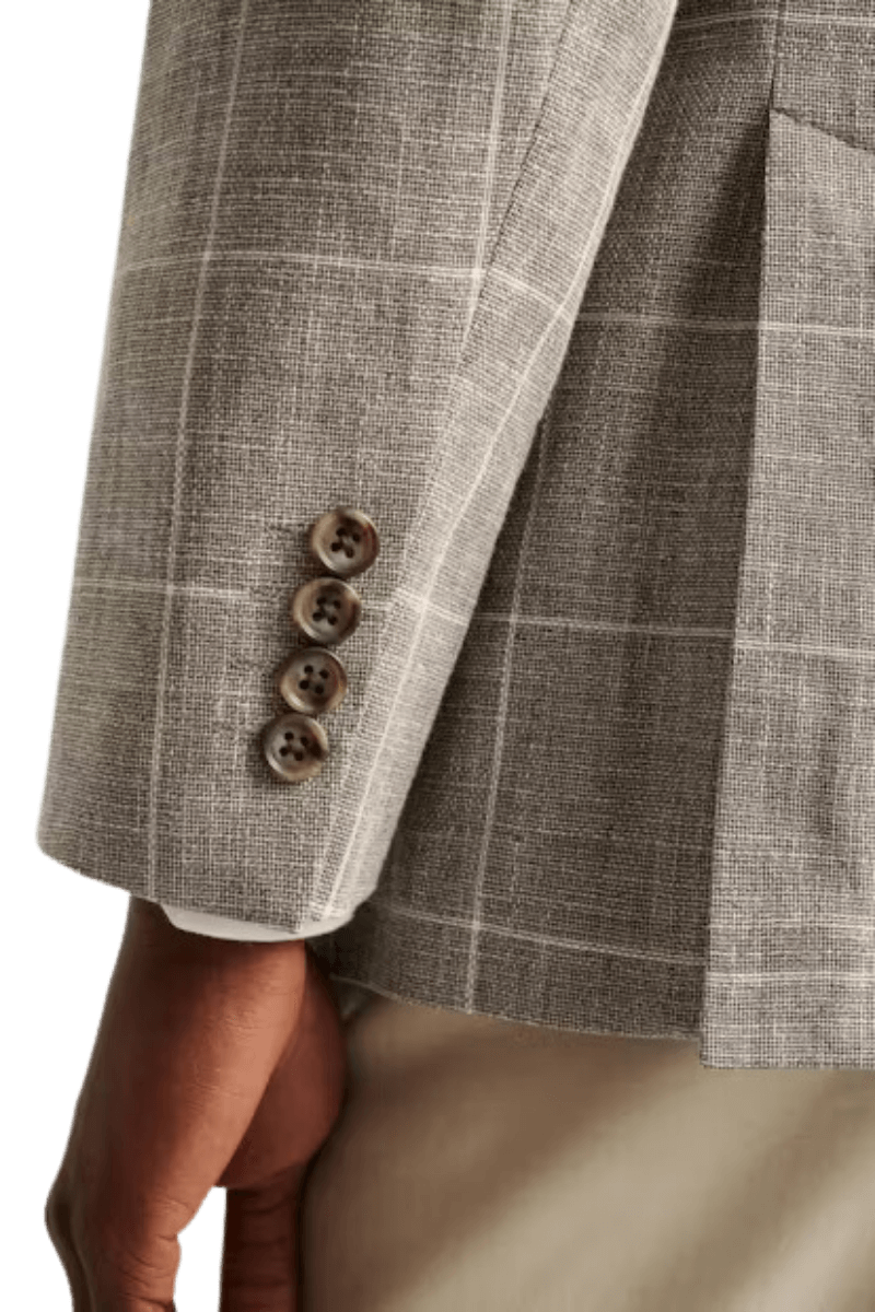 Grey Windowpane Notch Lape Single Breasted Jacket