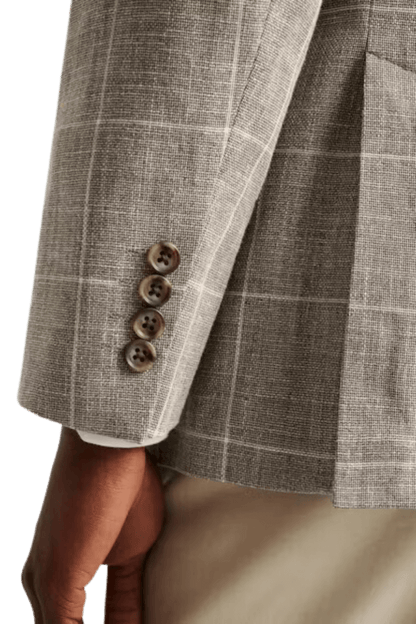 Veste à simple boutonnage à carreaux gris 