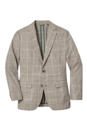 Grey Windowpane Notch Lape Single Breasted Jacket