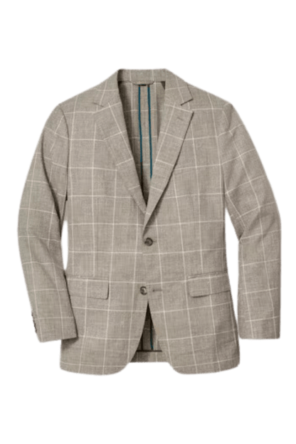Veste à simple boutonnage à carreaux gris 