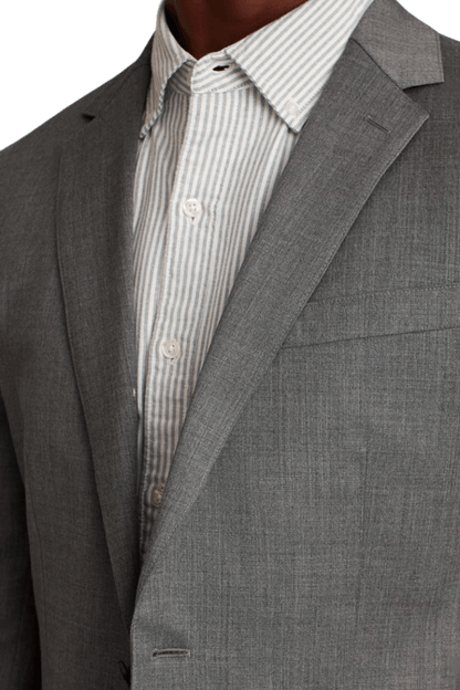 Chaqueta de lana gris con solapa de muesca y dos botones