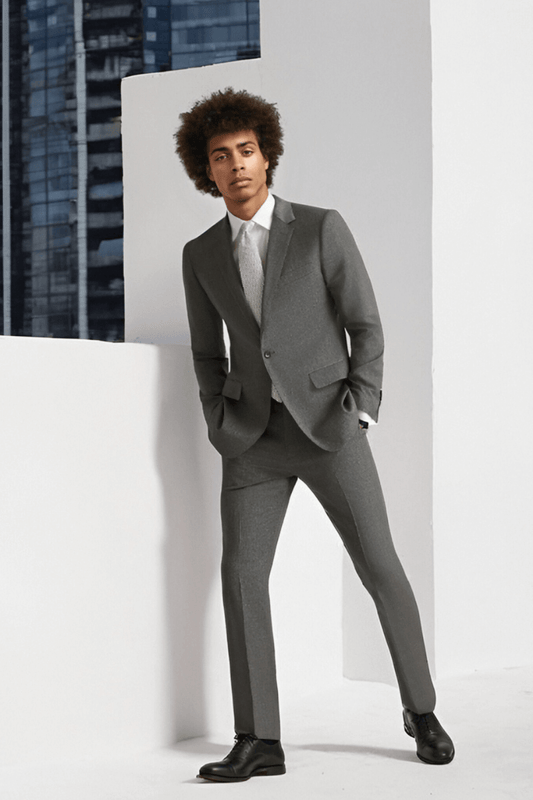 Ash Grey 2 Piece Notch Lapel 2-Button Suit