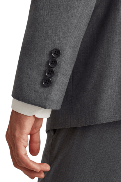 Chaqueta de lana gris con solapa de muesca y dos botones