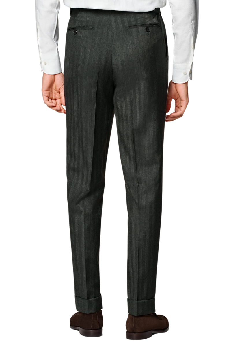 Grey Stripe Wool Notch Lapel Single Breasted Suit