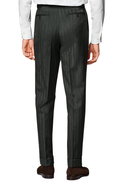 Grey Stripe Wool Notch Lapel Single Breasted Suit