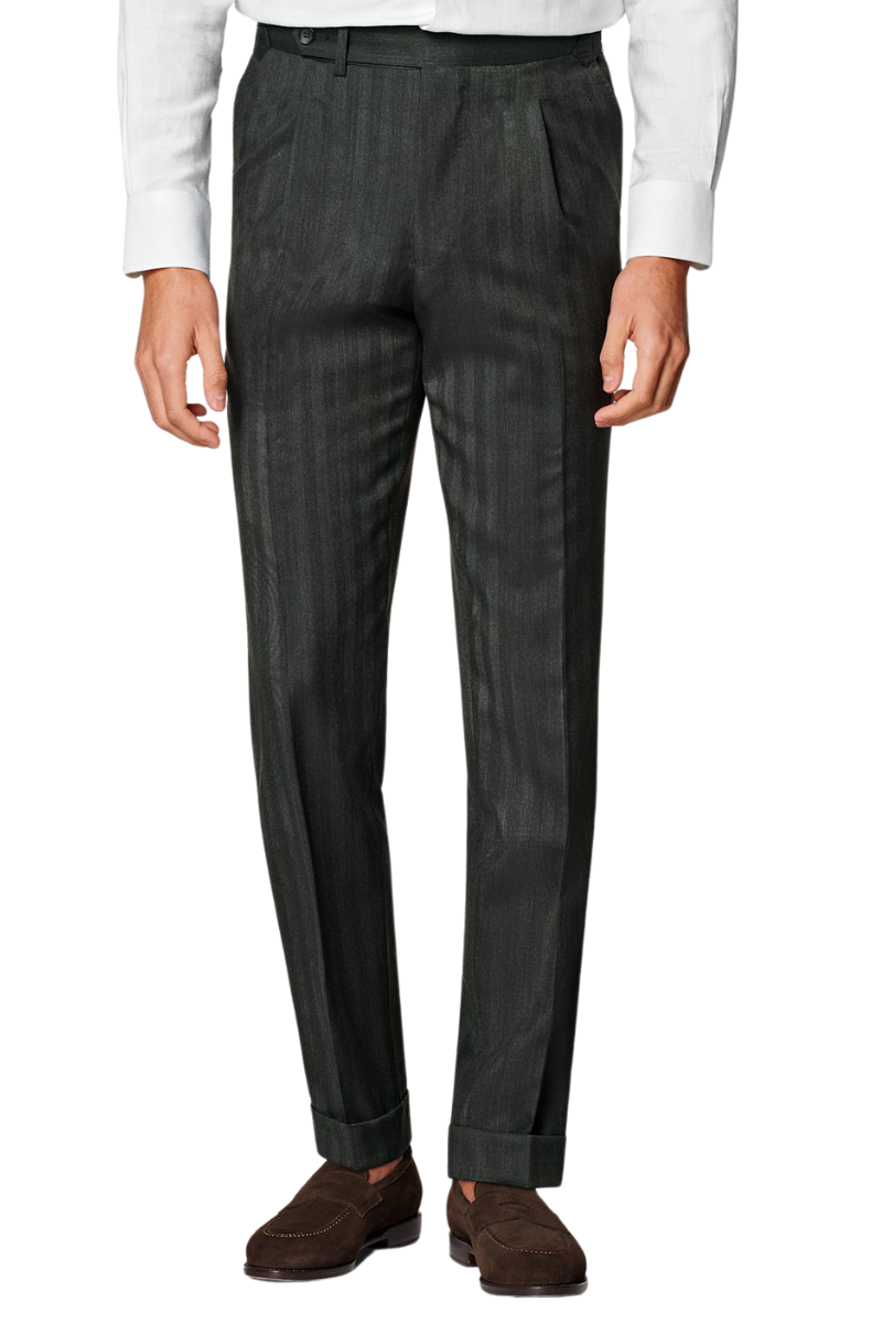 Grey Stripe Wool Notch Lapel Single Breasted Suit