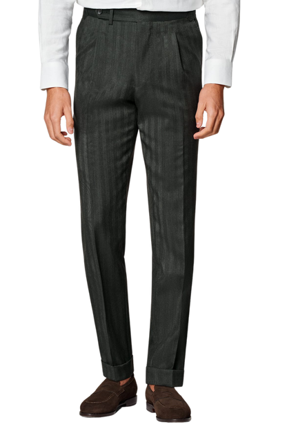 Grey Stripe Wool Notch Lapel Single Breasted Suit