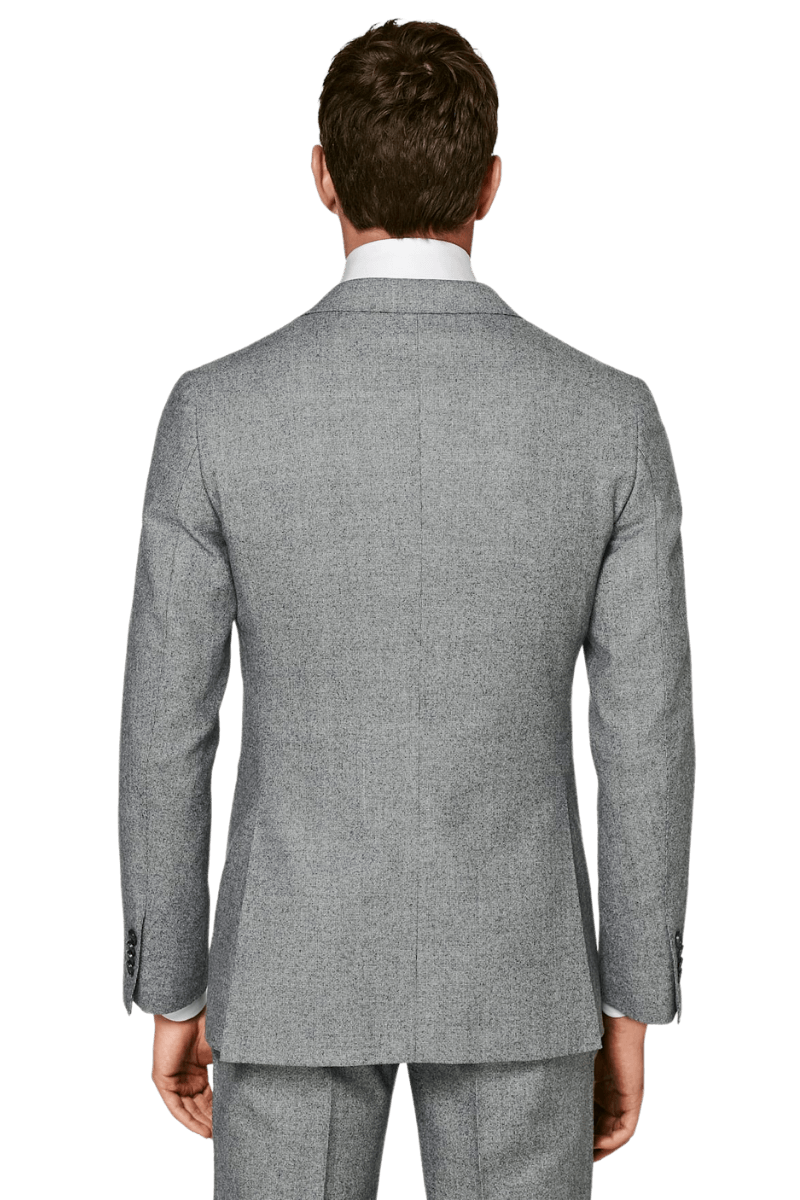 Grey Wool Single Breasted Peak Lapel 3-Piece Suit