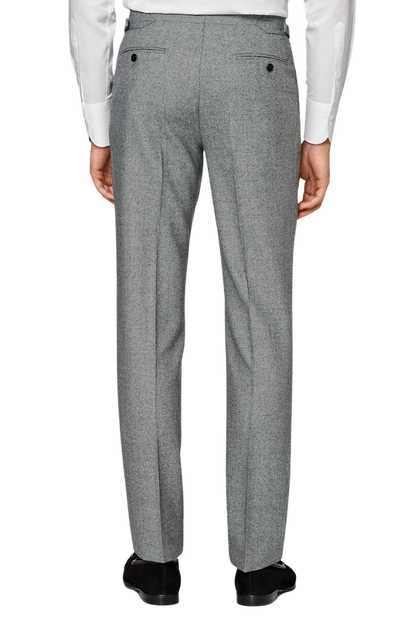 Grey Wool Single Breasted Peak Lapel 3-Piece Suit