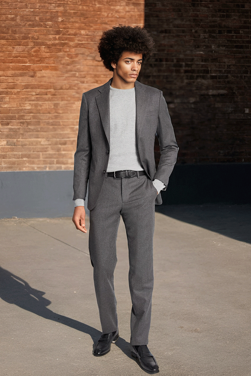 Grey Regular fit 2-Piece 2 Button Suit