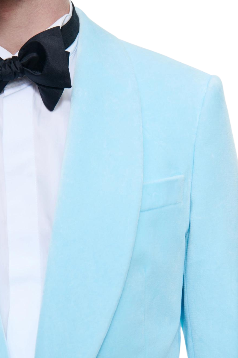 Ice Blue&Black Slack 2 piece 1-Button Suit