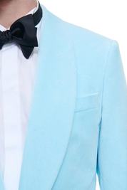 Ice Blue&Black Slack 2 piece 1-Button Suit