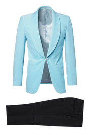 Ice Blue&Black Slack 2 piece 1-Button Suit