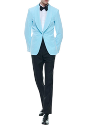 Ice Blue&Black Slack 2 piece 1-Button Suit