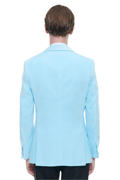 Traje holgado de 2 piezas de 1 botón en azul hielo y negro