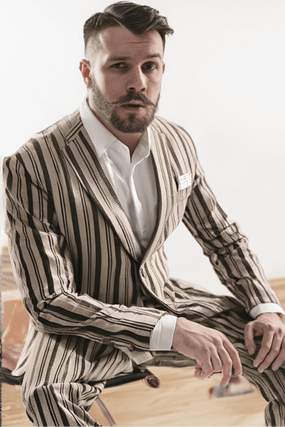 Tan Stripe Wool Suit