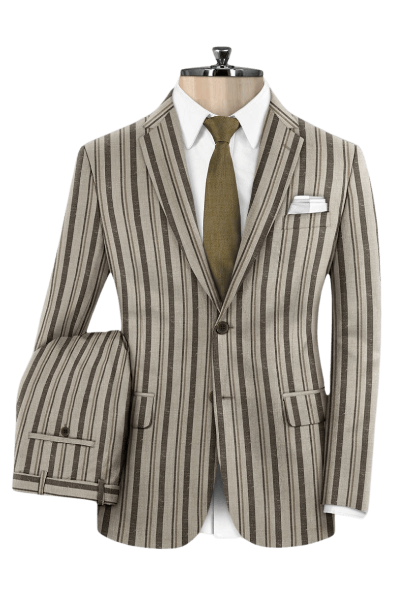 Tan Stripe Wool Suit