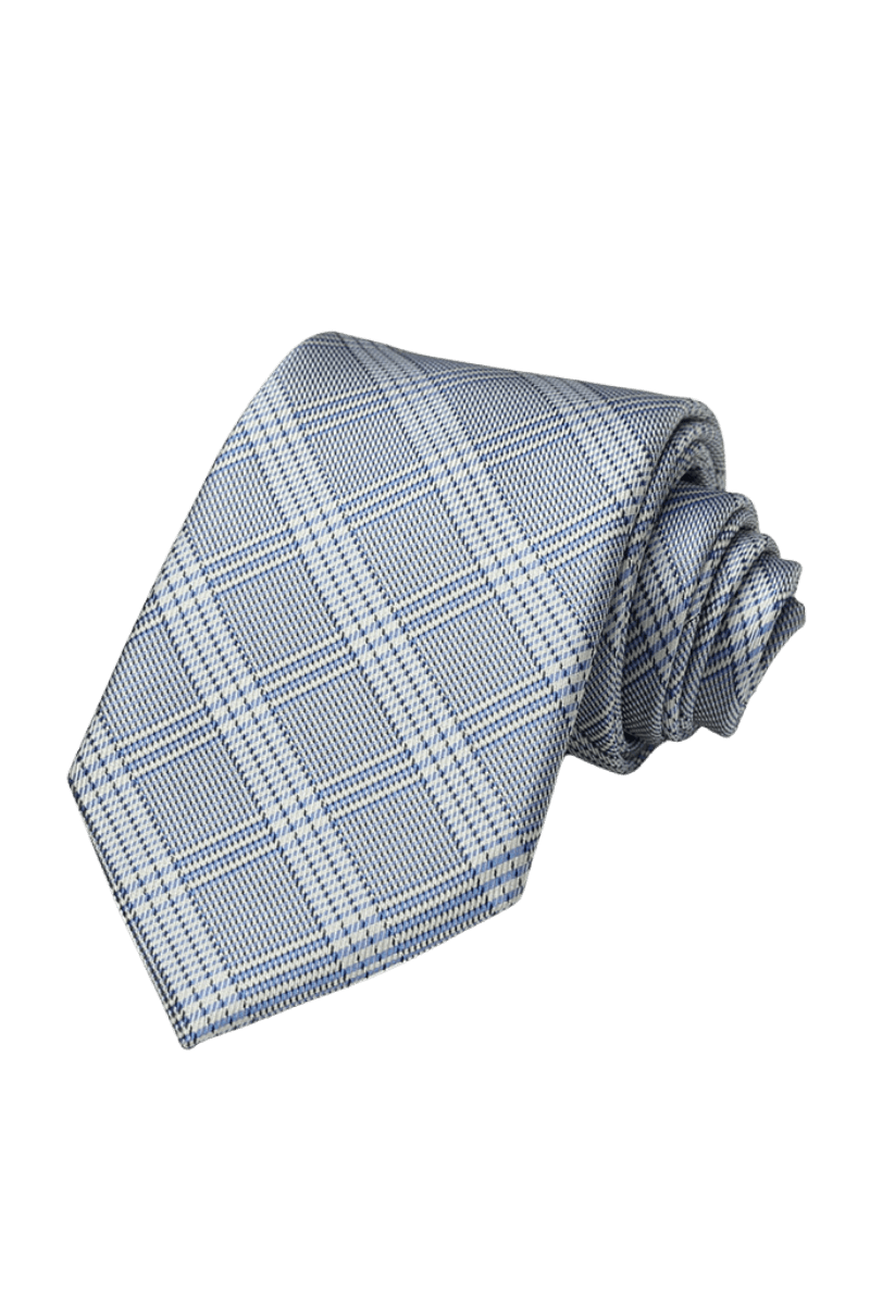 Light Blue Classic Windowpane Tie